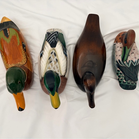 Other - Hand-Painted Wooden Duck Wall Decor - Green and Brown